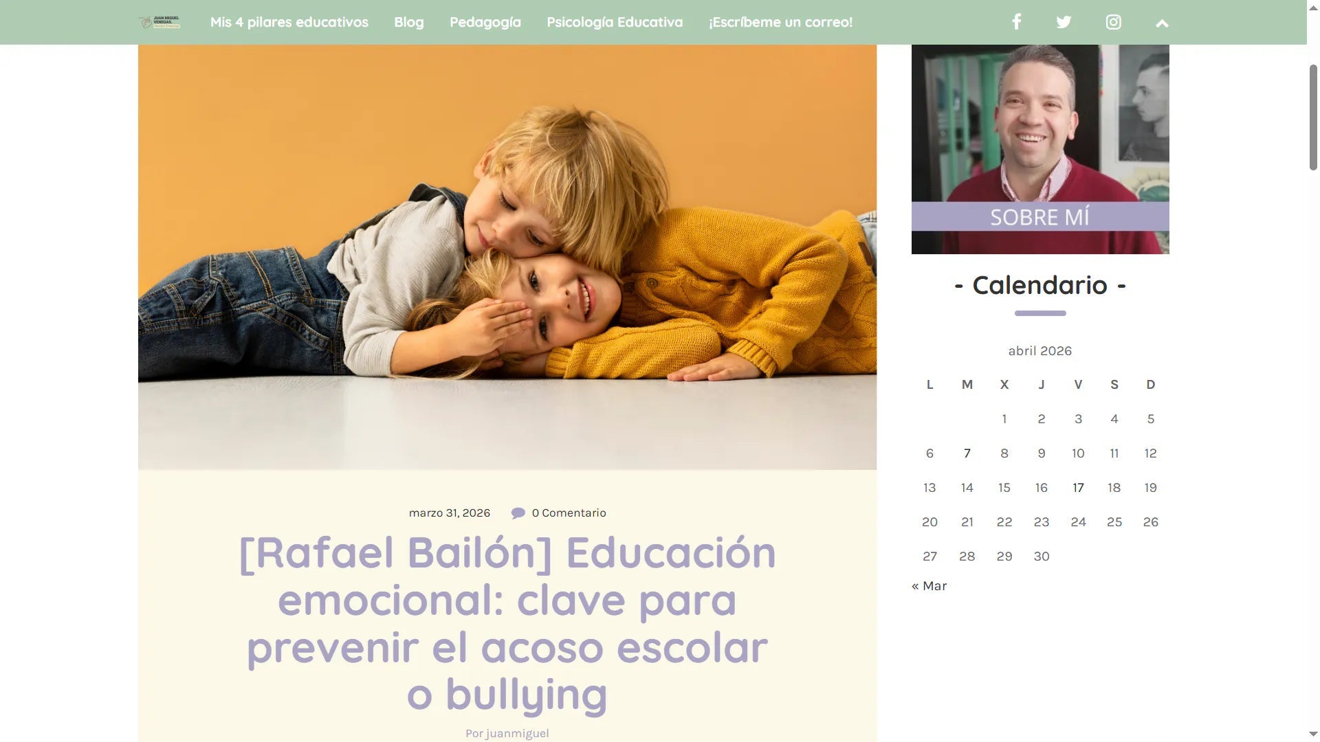 La educación emocional como clave: STOP BULLYING en el blog de Juan Miguel Venegas