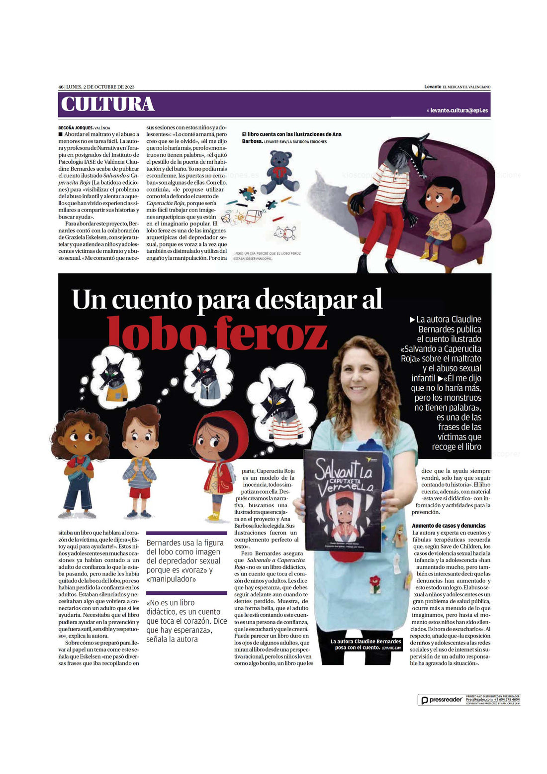 Reportaje de Levante-EMV: «Un cuento para destapar el Lobo Feroz»
